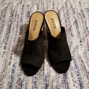 Just Fab black heeled mule
